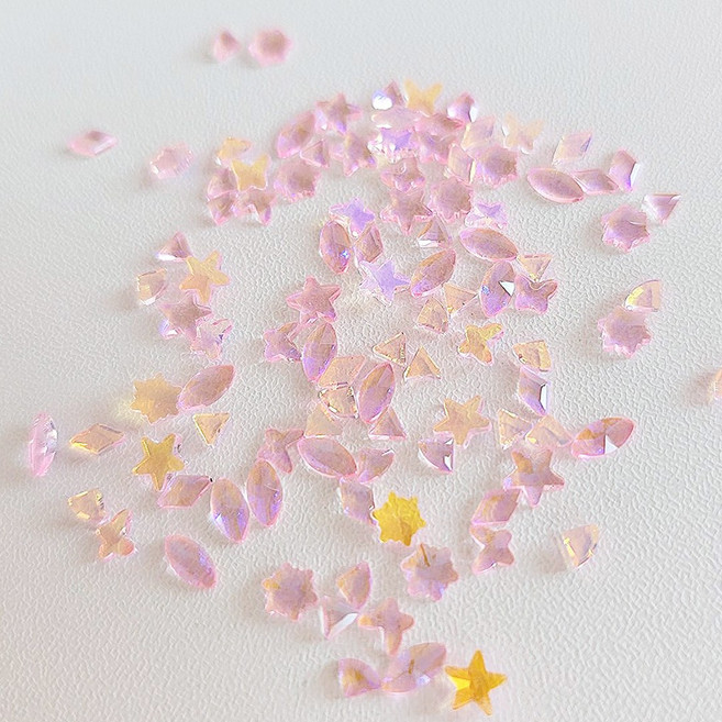 오로라 얼음 네일 풀스톤 파츠 100개입 미니사이즈, 1개, 미니사이즈얼음100-피치