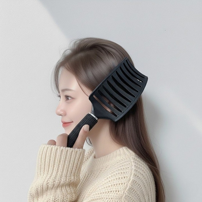 트리에 뿌리 헤어 브러쉬 볼륨 빗, 1개, 블랙