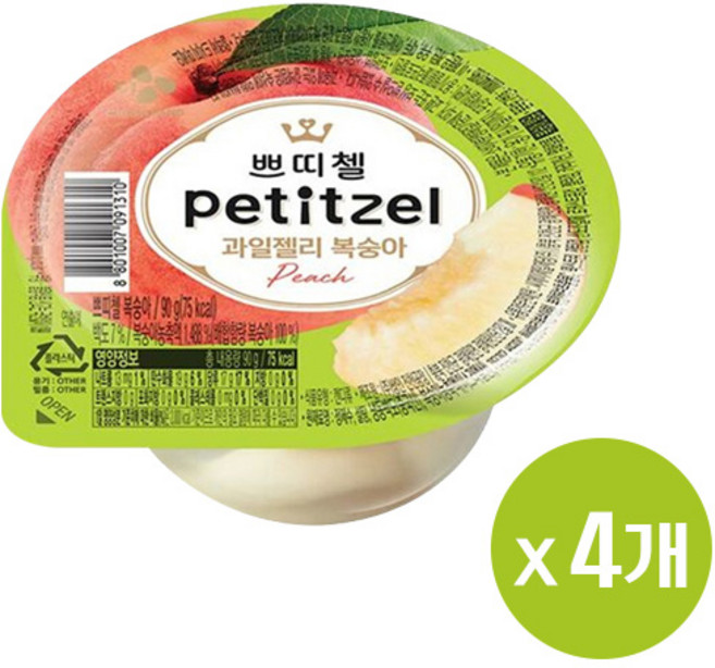 쁘띠첼 요거젤리 복숭아, 90g, 4개