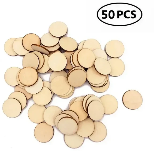 50pcs 3cm 미완성 된 나무 조각 대 한 라운드 디스크 원형 DIY 공예 및 장식, 01 50pcs 3cm