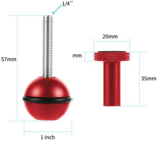 FEICHAO 볼 헤드 클립 암 수중 카메라 라이트 다이빙 조인트 볼 헤드 나비 클립 어댑터 마운트 고프로 DJI 액션 2 용, Metal Type H Red_16, 범용_1, 1개