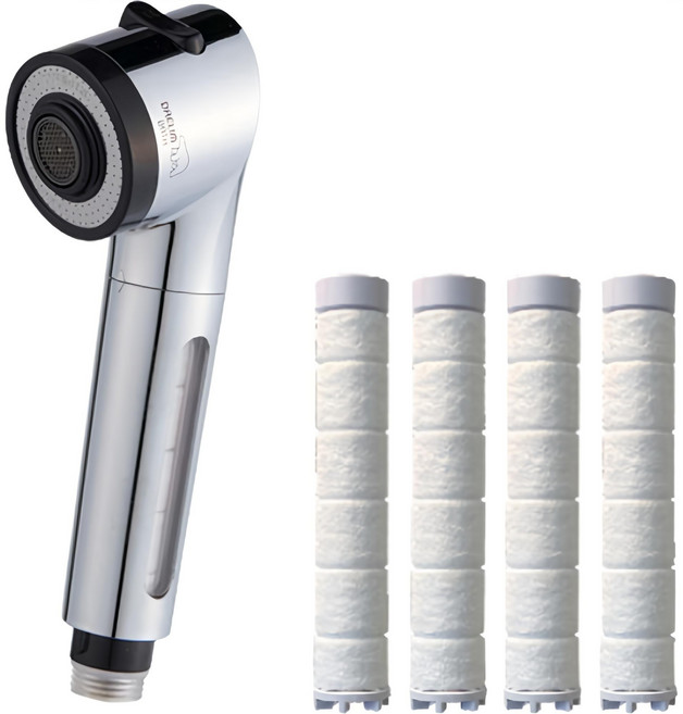 대림바스 디클린 수압상승 주방용헤드 수전 크롬에디션 + 리필필터 4p 세트, 1세트