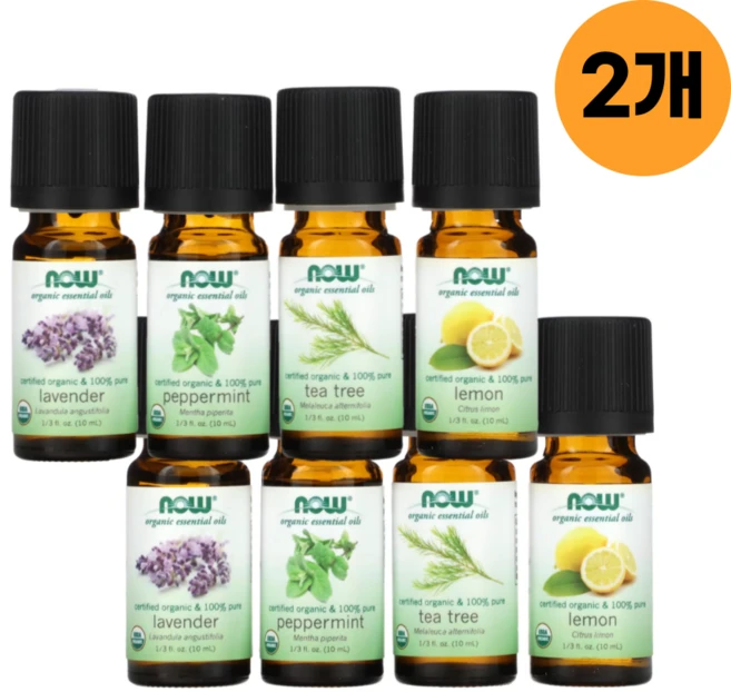 나우푸드 에션셜오일 4종 각10ml 2세트 총8병 라벤더 페퍼민트 티트리 레몬, 1개 - 쿠팡
