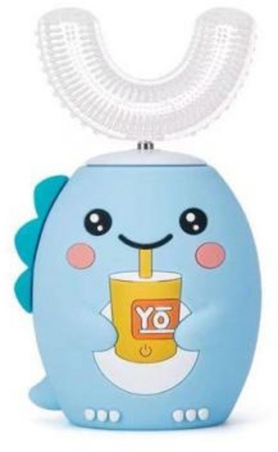어린이용 U자형 전기 음파 칫솔 만화 블루 라이트 스마트 초음파 칫솔 USB 충전식 360 도, 8)2-6 years blue