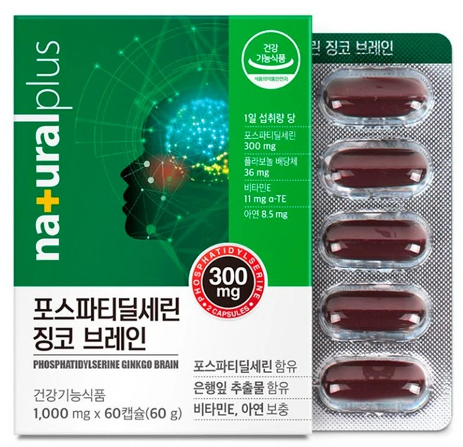 포스파티딜세린 징코브레인 은행잎추출물 기억력인지력, 1개, 60정 - 쿠팡