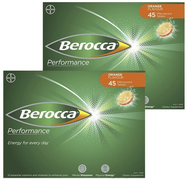 Berocca 拜維佳 維他命B群發泡錠 柳橙口味 3條入, 2盒, 45錠