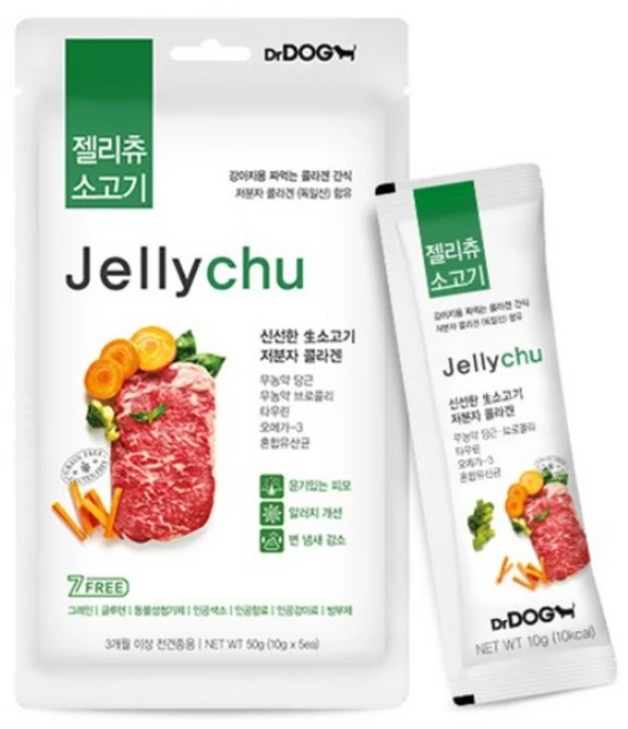 닥터독 젤리츄 반려동물 간식 파우치, 소고기, 10g, 5개 - 쿠팡