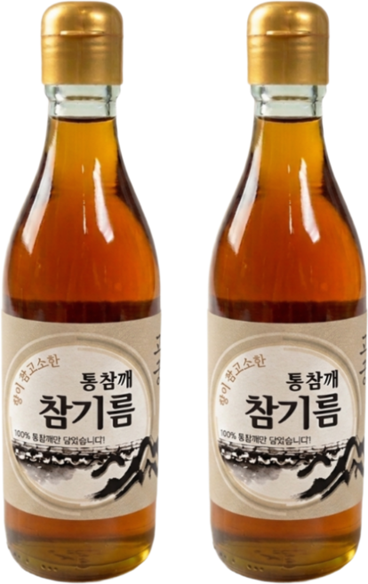 고궁 전통압착 고소한 통참깨 100% 방앗간 참기름, 2개, 350ml