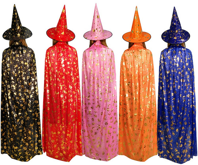 성인할로윈망토 금박 호박박쥐 분장 망토 코스튬 파티 무대 공연의상, 성인할로윈망토(금박)블랙