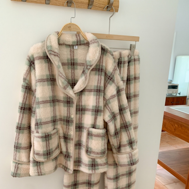 소랜디 커플 극세사 수면 잠옷 신혼부부 겨울 상하 세트 홈웨어