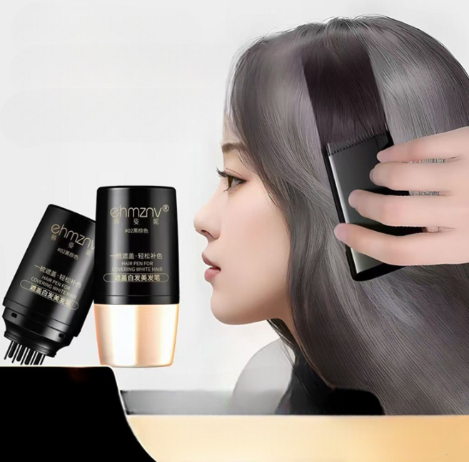 {당일배송}순수한 식물성분으로 모발 손상없이 | 컨실러 염색봉 | 흰머리 컨실러 스틱 염색 | 워터프루프 | 땀방지 | 빠르고 오래가는 효과, 2개, 블랙