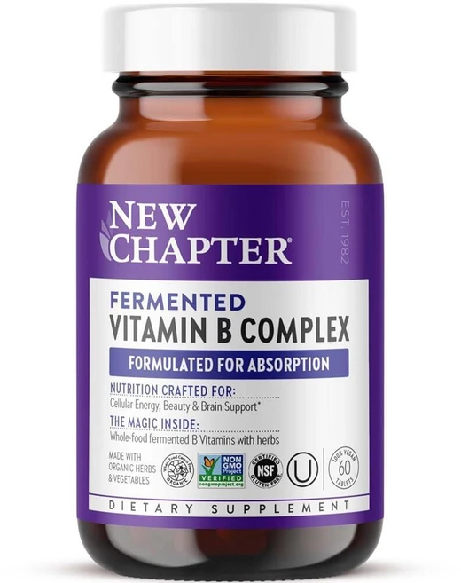 뉴 챕터 비타민B 복합체 발효 USDA 유기농 하루 한 알로 세포 에너지 아름다움 비건 60정 New Chapter, 1개 - 쿠팡