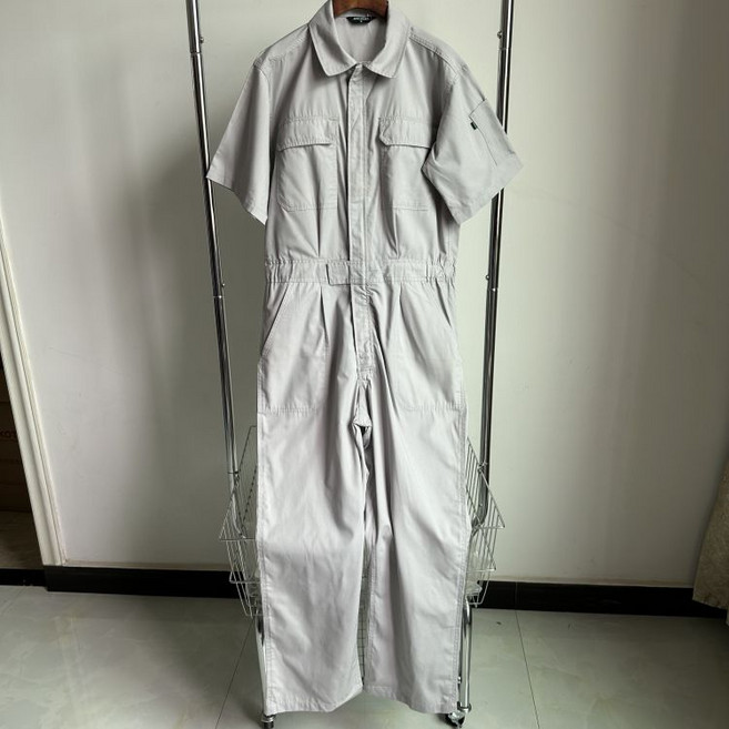 미술작업복 화방 정비소 남녀공용 점프수트 워크 용접복, 라이트 그레이 반 팔 VM3421, 1개