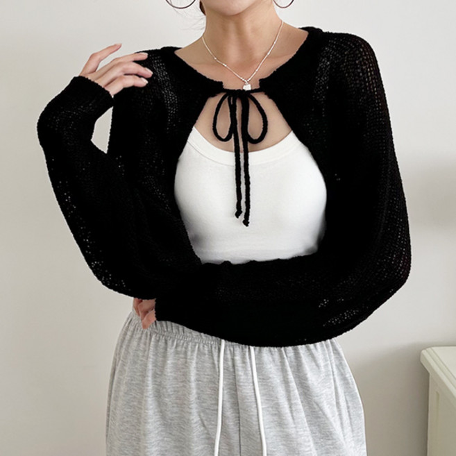 마이쏭 여성 빅사이즈 썸머 숄 자외선차단 팔뚝커버 아뜨리스트링볼레로가디건