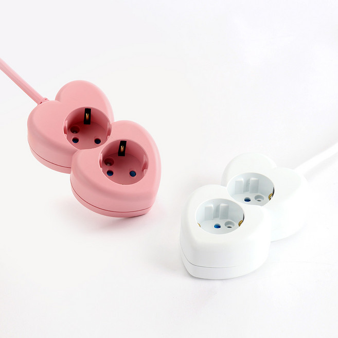 아이정 디자인 멀티탭 추천 하트탭 2구 3구 16A 멀티탭 안전한멀티탭, 2구 핑크, 1.5m, 1개