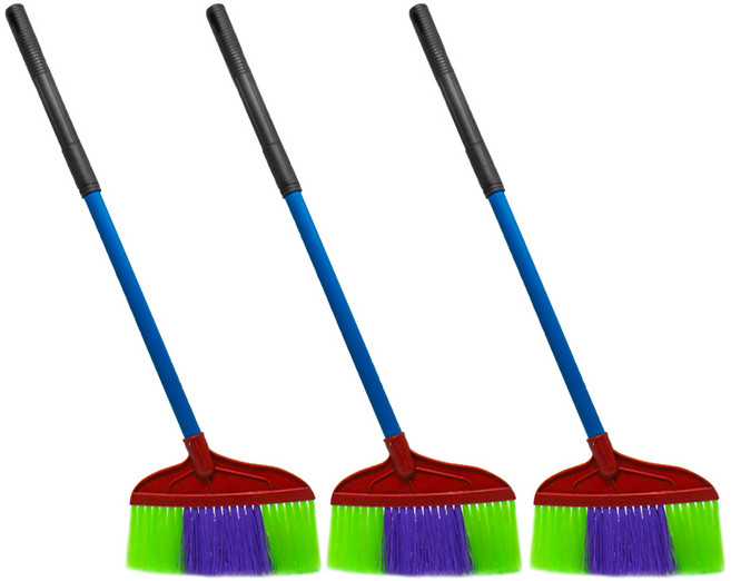 플렌티 롱 타이탄비 바닥 청소 실내 옥외 마당 미용실 학교 빗자루, 3개, 혼합색상