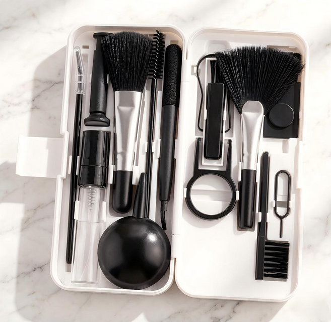 디바이스 클리닝 키트 키보드 이어폰 휴대폰 올인원 청소 도구, 1개, 화이트