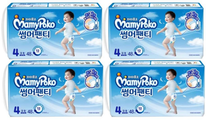 마미포코 썸머팬티 대형 남아 48P, 대형(L), 192매