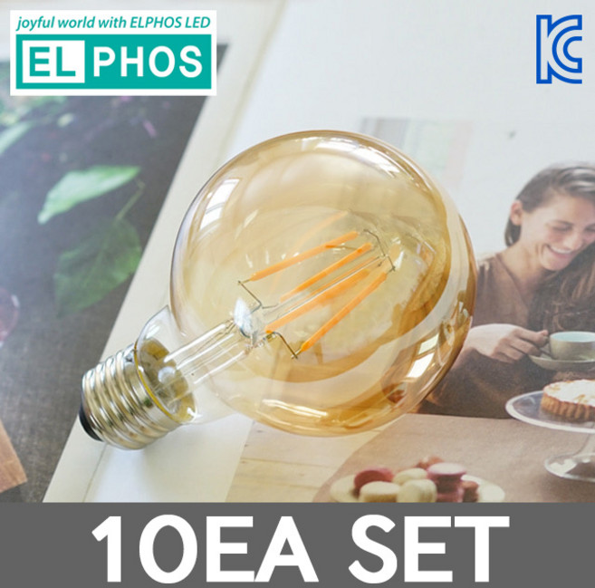 엘포스 LED 에디슨 전구 G80 3W 골든글라스 카페전구 인테리어램프 세트, 전구색, 10개