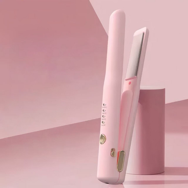 [캬오유] 충전식 무선 헤어 고데기 휴대용 음이온 판고데기, 핑크, BL-006