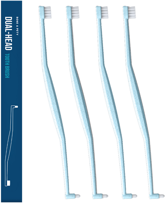 본아페티 고양이 강아지 듀얼헤드 칫솔 의료용미세모 치석제거 양치, 4개, 블루