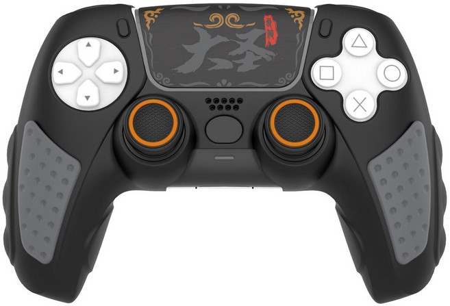 이이네 전투 신화 PS5 Dualsense 컨트롤러 실리콘 커버 세트 미끄럼 방지 완변보호 PS5 듀얼센스 호환 케이스, 1개, 블랙, L1034