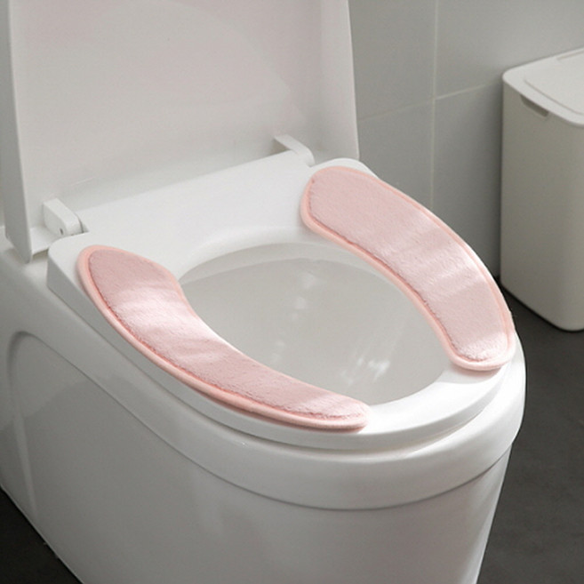 [1+1] 접착식 고급 기모 변기커버 변기시트 변기커버시트 욕실용품 2color, 핑크+핑크, 1개