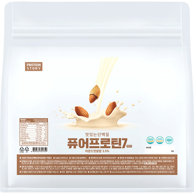 프로틴스토리 맛있는 단백질 퓨어프로틴 아몬드, 1개, 1kg