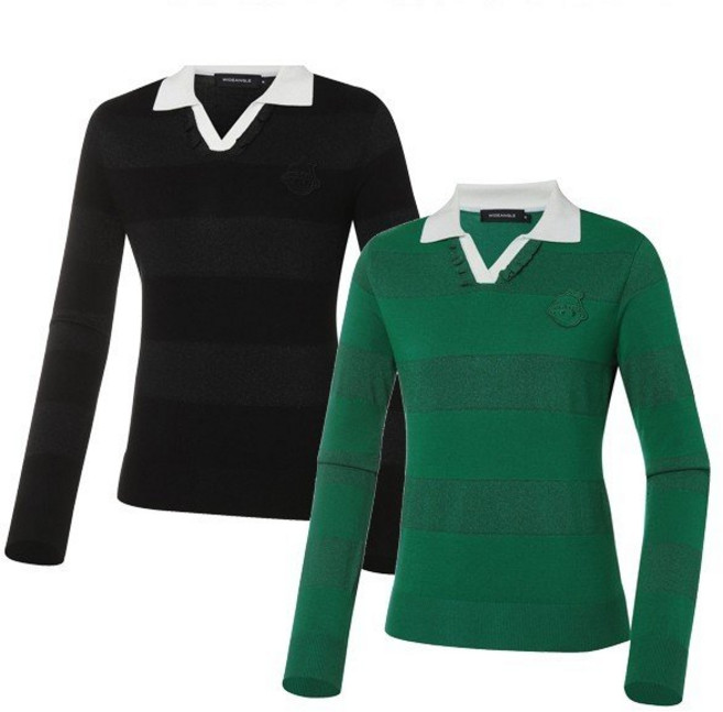 와이드앵글 (WWP23K72) 여성 WG 글리터 스트라이프 스웨터 580726