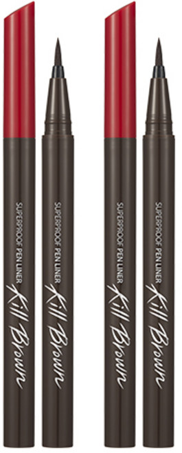 클리오 수퍼프루프 펜라이너, 02 브라운, 2개