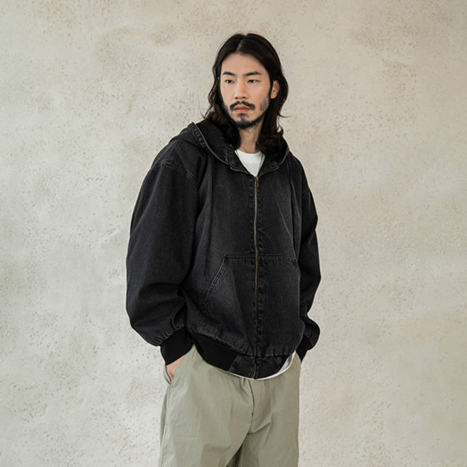 러기드하우스 페이드 데님 후드 집업 자켓 2컬러