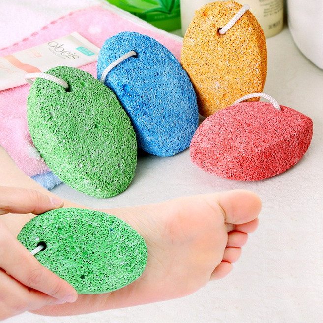 火山石雙面磨腳石, 颜色随机,長9.5cm 寬6cm 厚3cm, 1個