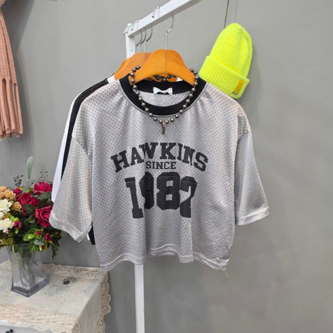 호킨스 매쉬 유니크 크롭 반팔티