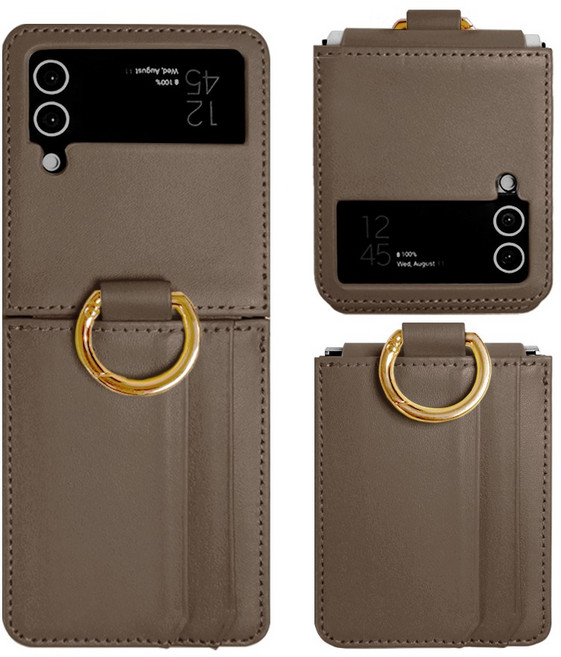 제루크 갤럭시 호환 Z플립 힌지보호 링홀더 소가죽 카드수납 지갑 케이스