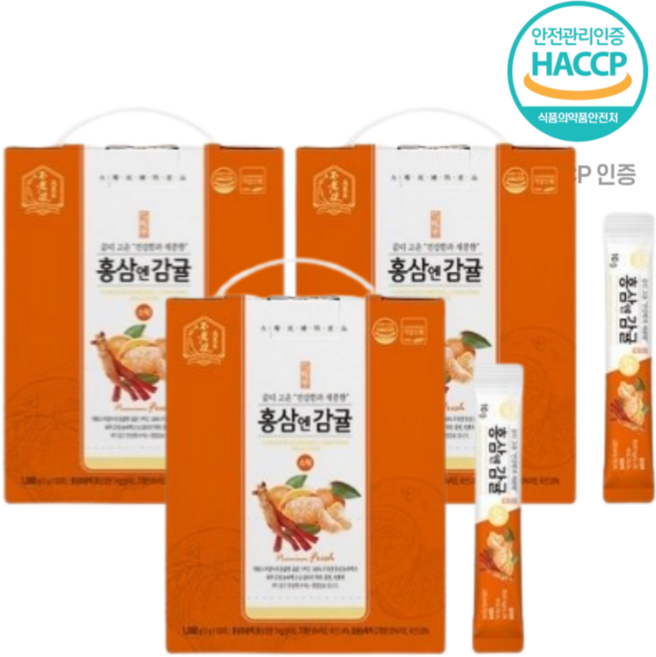 귤 6년근 홍삼 감귤 꿀 스틱, 3박스
