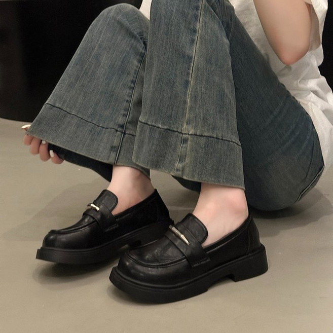 Zoovit 여성 데일리 심플 발편한 레더 로퍼