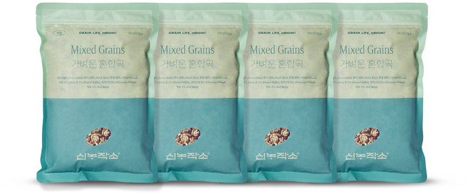가벼운 혼합곡 1kg | 다이어트밥 잡곡밥 잡곡쌀 통밀 귀리 대용량 [원산지:상세설명에 표시], 4개