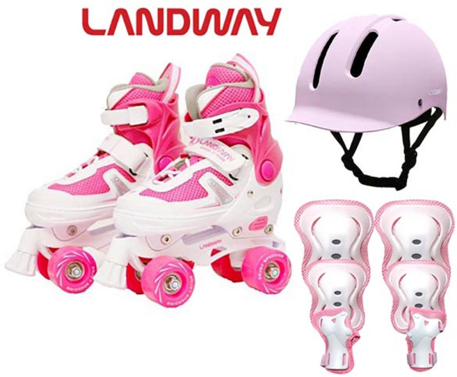 랜드웨이 아동용 레이싱 롤러스케이트 핑크세트, 핑크M/모션어반헬멧핑크M/모션보호대 핑크M, 1개