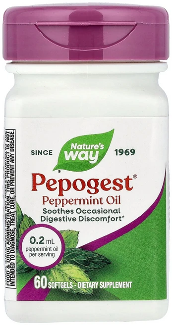 네이처스웨이 Pepogest 페퍼민트 오일 0.2mg 소프트젤 60정, 1개 - 쿠팡