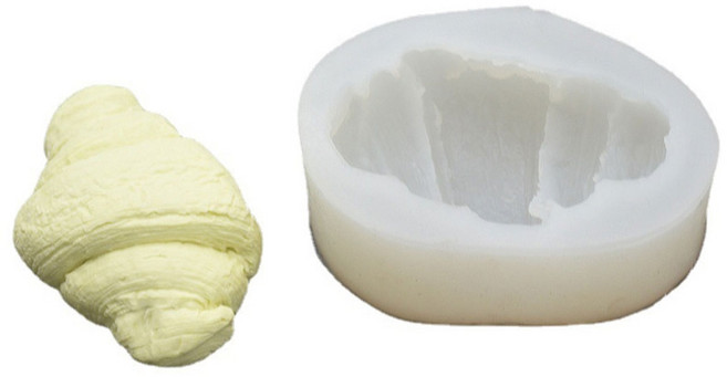 크루아상 형태의 곰팡이 형태 향기 된 양초 실리콘 곰팡이 DIY 시뮬레이션 빵 가정용 초콜릿 케이크 베이킹 곰팡이, 스타일 2