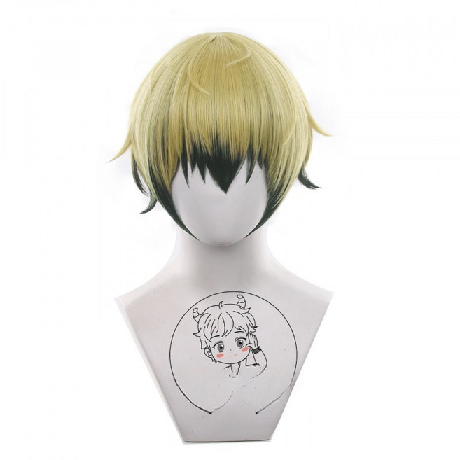 주술회전 젠인 나오야 숏컷 레이어드 남자 애니메이션 코스프레 가발 고열사, 1개, 골드 블론드믹스