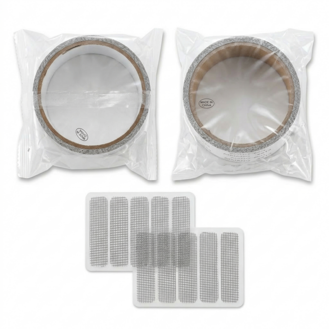 방충망 보수 테이프 스티커 패치 세트 롤형 2개+소형 10매 모기장 구멍 수리, 1세트