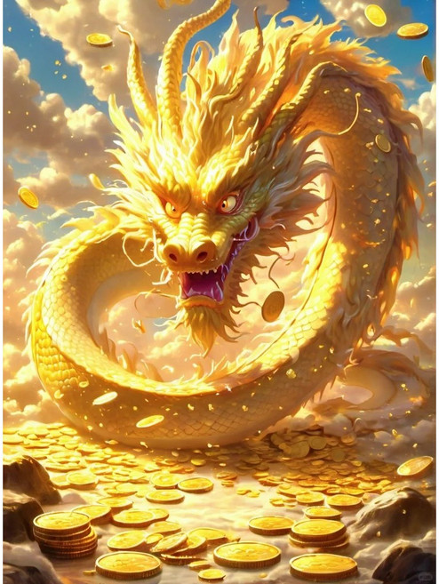 우주기운 황금룡 금화 우드 조각퍼즐 십이지지 용띠 2024년 갑진년 청룡의 해 새해 금전운에 좋은 풍수 그림퍼즐 300 500 1000조각, 상운 금화 금룡도 퍼즐선택03, 300피스, 1개