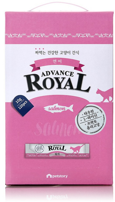 로얄 어드밴스 스틱 짜먹는 고양이 간식, 120개, 10g, 연어