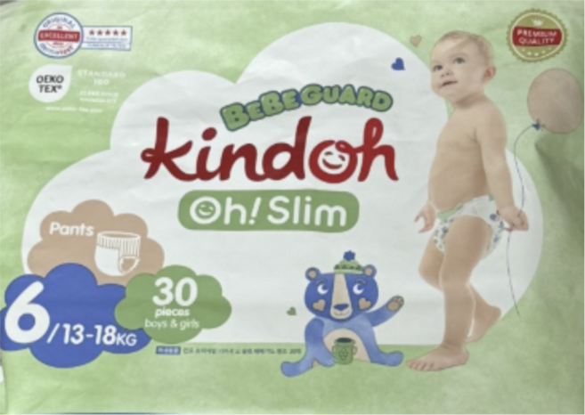 킨도 프리미엄 오슬림 베베가드 팬티형 기저귀 남녀 공용, 6단계, 30매