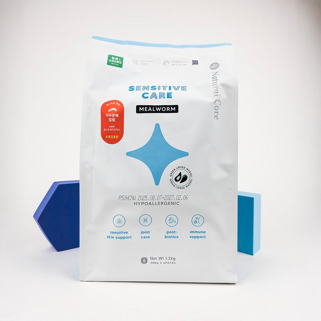 네츄럴코어 반려동물 센시티브 케어 밀웜 S, 피부/피모+알러지, 1.2kg, 3개