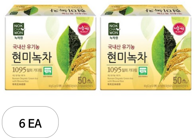 녹차원 국내산 현미녹차, 1.2g, 50개입, 6개