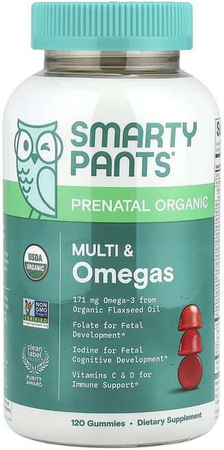 단백질 비타민 철분 마그내슘 칼슘 SmartyPants 유기농 임산부용 포뮬라 블루베리 및 믹스 베리 맛 베지 구미젤리 120개 고루고루섭취해주세요, SmartyPants유기농임산부용포뮬라블루베리및믹스베리, 1개 - 쿠팡