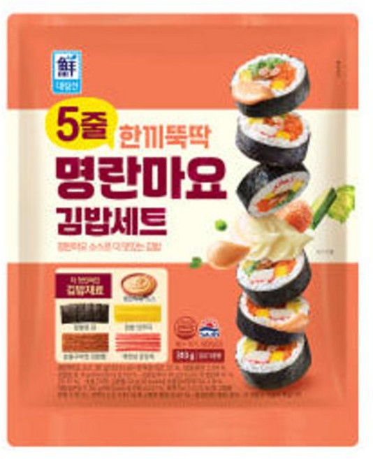 대림냉장 대림선 5줄 한끼뚝딱 명란마요 김밥세트 310g 2개, 없음