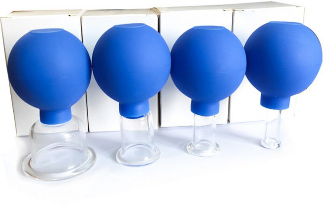 진공 실리콘 부황기 부항 마사지 컵 흡입 세트 얼굴 마사지기 관리 사우나 피부관리실 페이스, 블루(심플 4종세트), 1개